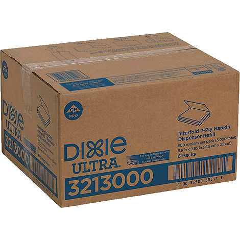 Servilletas para dispensador, Dixie 2-Ply Ultra Interfold Dispenser Paper Napkins, White, Caja 3000 unidades