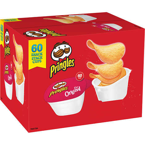 Chips original vasitos porciones, Pringles Potato Crisps Snack Stack Cups, Original, 0.67 oz, Caja 60 unidades
