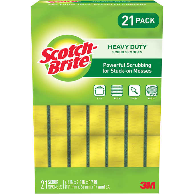 Esponjas, Scotch-Brite Scrub Sponges, Heavy Duty, Paquete 21 unidades