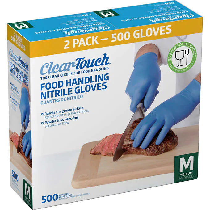 Guantes de nitrilo "medianos", Clear-Touch Food Handling Nitrile Gloves, Medium, Caja 300 unidades