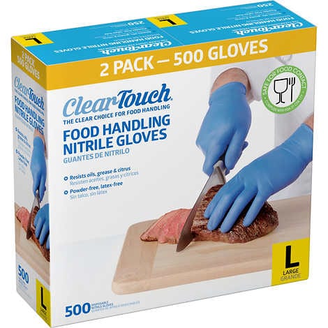 Guantes de nitrilo Grandes, Clear-Touch Food Handling Nitrile Gloves, Large, Caja 300 unidades