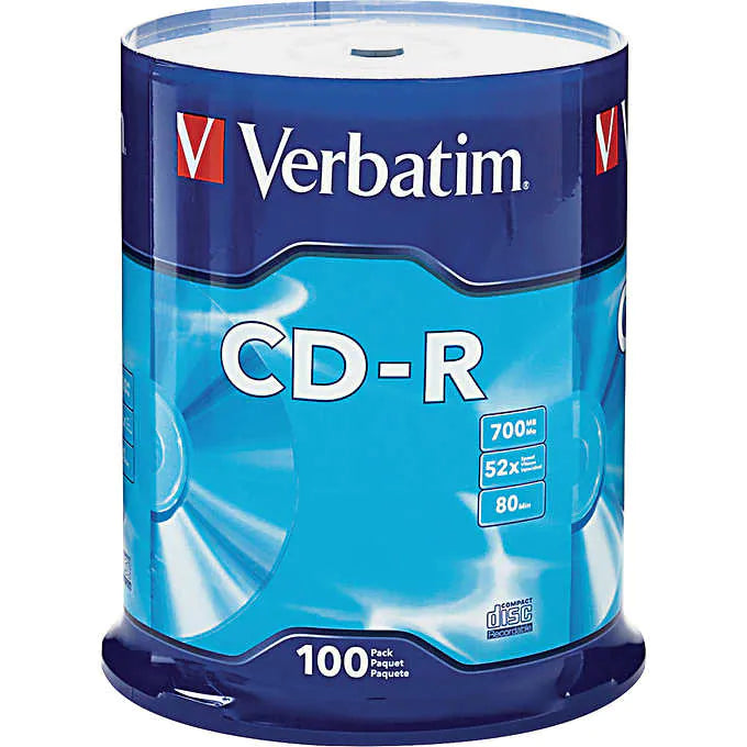 Discos compactos, Verbatim 52x CD-R Disc, 700MB / 80 Minute Capacity, Caja 100 unidades