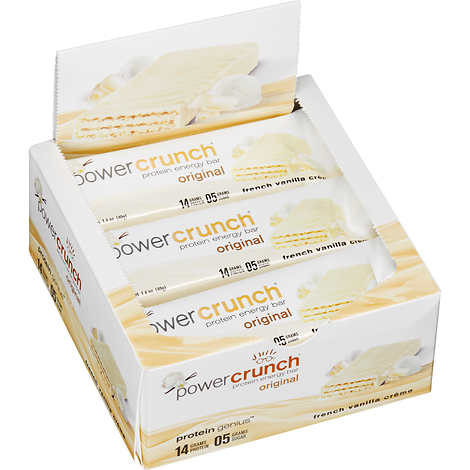 Barras de proteína, Power Crunch Protein Energy Bars, French Vanilla, 1.4 oz, Caja 12 unidades