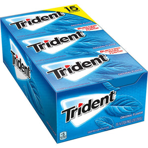 Chicle sabor original sin azúcar, Trident Sugar Free Gum, Original, 14 piezas, Caja 15 unidades