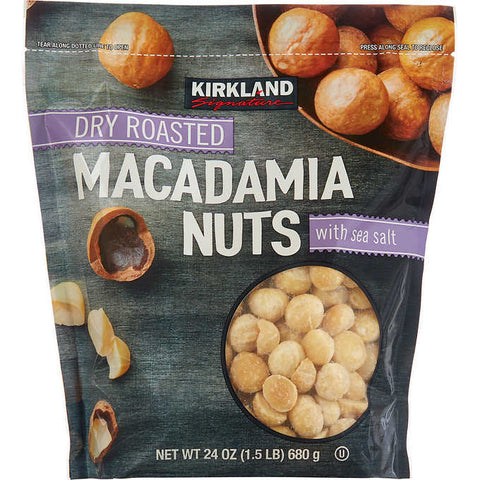 Nueces de Macadamia con sal, Kirkland Signature Dry Roasted Macadamia Nuts, Salted, Bolsa 680 gr
