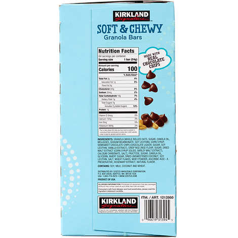 Barras de granola, Kirkland Signature Soft & Chewy Chocolate Chip Granola Bars, Caja 64 unidades