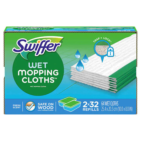 Mopas tipo paños para pisos, Swiffer Sweeper Wet Mopping Pad Refills, Open Window Fresh, Caja 64 unidades