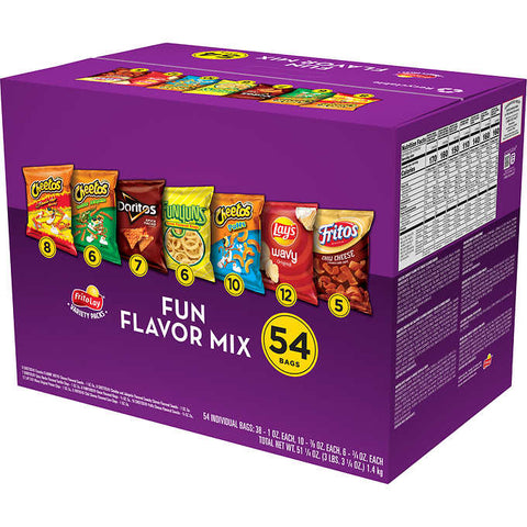 Chips variadas, Frito-Lay Fun Flavor Mix, Variety Pack, Caja 54 unidades