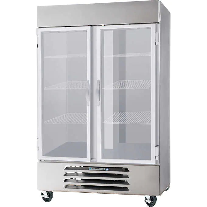 Refrigerador exhibidor de dos puertas, Beverage-Air Two Swing Glass Door Merchandiser Refrigerator, Stainless Steel