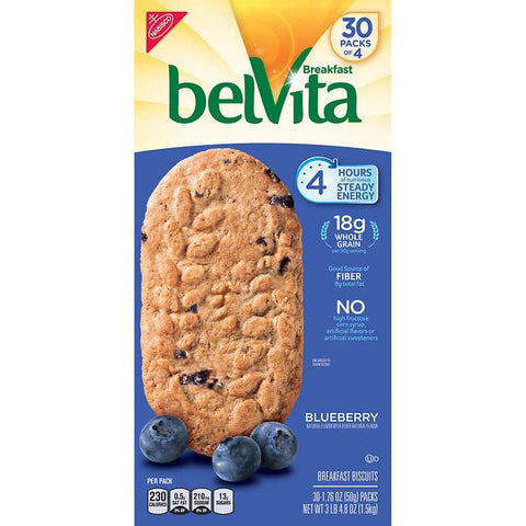 Galletas de mantequilla con Arándanos ,belVita Breakfast Biscuit, Blueberry, 1.76 oz, Caja 30 unidades