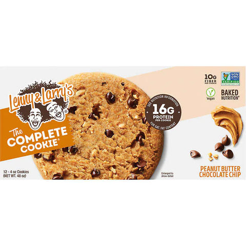 Galleta de mantequilla de maní y chispas de chocolate, Lenny & Larry's The Complete Cookie, Peanut Butter Chocolate Chip, 4 oz, Caja 12 unidades