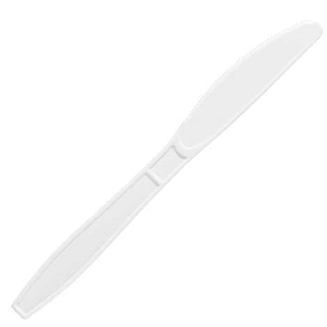 Cuchillos plásticos, Solo Plastic Knife, Heavyweight, White, Caja 500 unidades