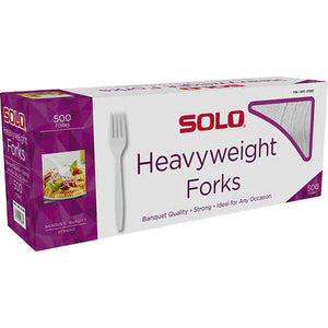 Tenedores plásticos, Solo Plastic Fork, Heavyweight, White, Caja 500 unidades