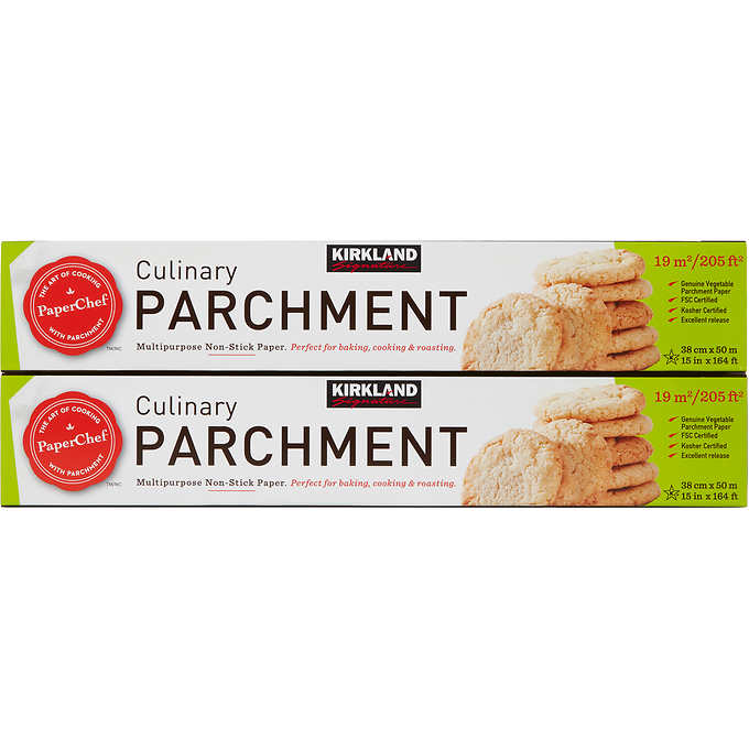 Papel antiadherente, Kirkland Signature Culinary Parchment Paper, 15" x 164', Caja 2 unidades