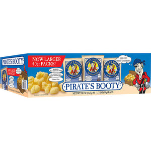 Puffs de arroz y maíz, Pirate's Booty Baked Rice and Corn Puffs, White Cheddar, 0.5 oz, Caja 40 unidades