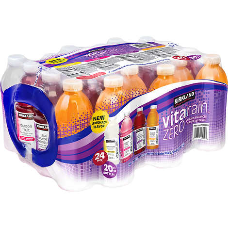 Agua saborizada, Kirkland Signature Vita Rain Zero, Variety Pack, 20 fl oz, Caja 24 unidades