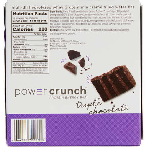 Barras de proteína de absorción rápida, Power Crunch Protein Energy Bar, Triple Chocolate, 1.4 oz, Caja 12 unidades