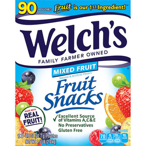 Frutas secas variadas, Welch's Fruit Snacks, Mixed Fruit, 0.8 oz, Caja 90 unidades