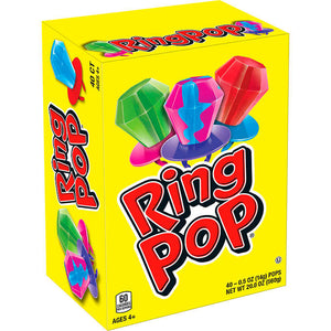 Chupetas tipo anillo, Topps Ring Pops, Variety Pack, .56 oz, Caja 100 unidades