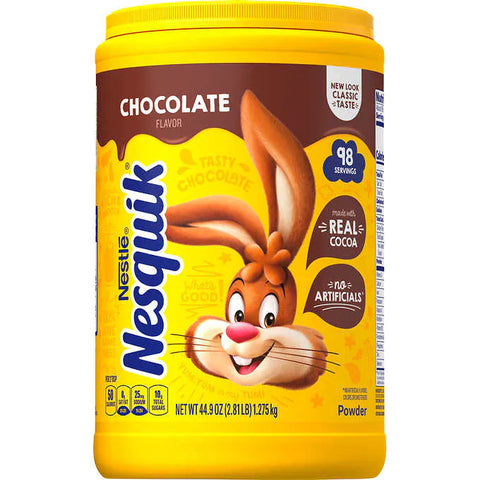 Chocolate en polvo, Nestle Nesquik Drink Mix, Chocolate, 44.9 oz, Envase 1.3 kg