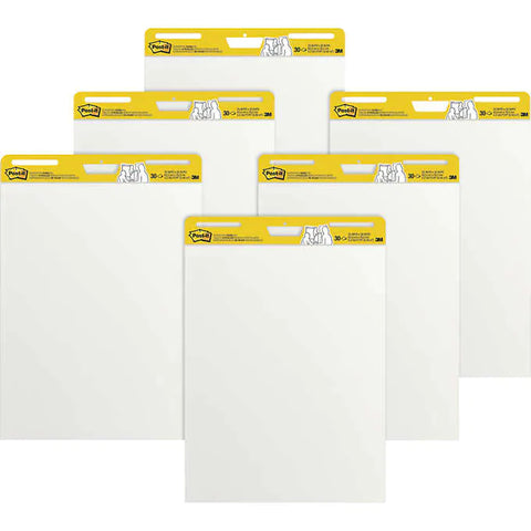Block de presentación, Post-it Self-Stick Easel Pad, White, 25"W x 30"H, Paquete 6 unidades