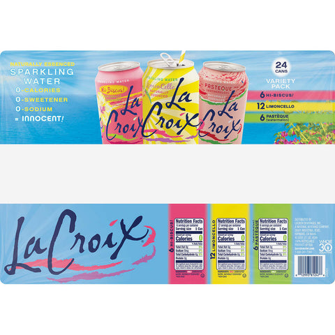 Agua Gasificada LaCroix Sparkling Water, Spring Variety Pack, 12 fl oz, Caja 24 unidades