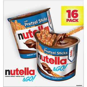 Crema de avellanas con palitos de pretzel, Nutella and Go Hazelnut Spread with Pretzel Sticks, 1.9 oz, Caja 16 unidades