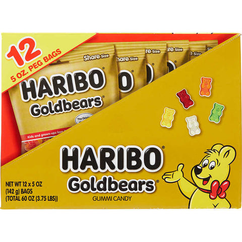 Gomitas de ositos, Haribo Goldbears Gummi Candy, 5 oz, Caja 12 unidades