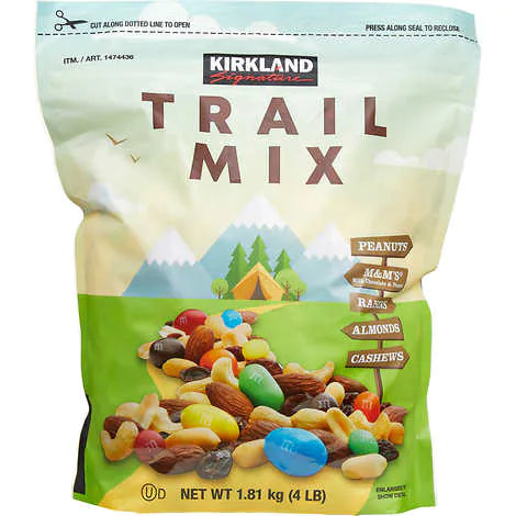 Mix de dulces y nueces, Kirkland Signature Trail Mix, Bolsa 1.81 kg