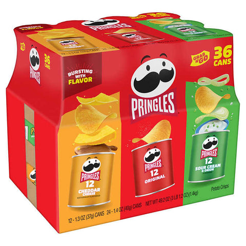 Chips variadas, Pringles Grab & Go Potato Crisps, Variety Pack, Caja 36 unidades