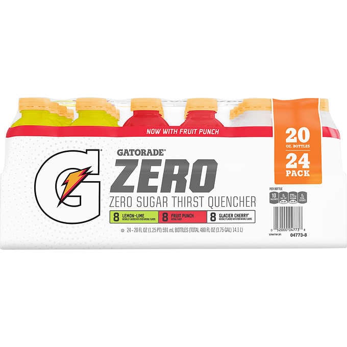 Bebida Deportiva sin azúcar, Pack variado, Gatorade Zero Thirst Quencher, Variety Pack, 20 fl oz, Caja 24 unidades