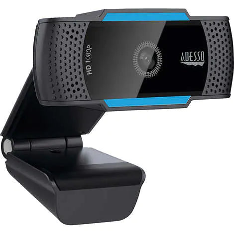 Cámara de seguridad web, Adesso CyberTrack H5 1080P HD USB Auto Focus Webcam with Dual Microphone, Privacy Shutter Cover and Tripod Mount, Black