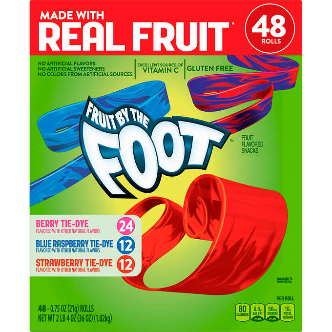 Frutas secas en rollitos, Fruit By The Foot, Variety Pack, 0.75 oz, Caja 48 unidades