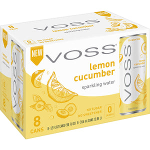 Agua gasificada Voss Sparkling Water, Lemon Cucumber, 12 fl oz, Caja 24 unidades