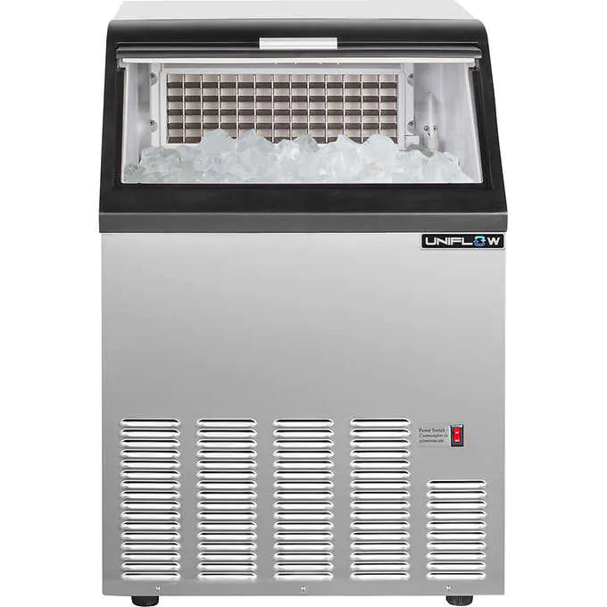 Máquina expendedora de hielo, Uniflow Self-Contained Commercial Ice Machine, 35 lb Ice Storage Capacity, Stainless Steel