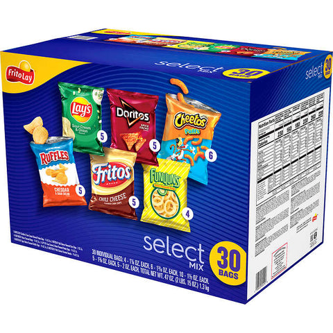 Chips variadas, Frito-Lay Select Mix, Variety Pack, Caja 30 unidades