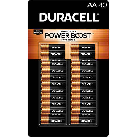 Baterías, Duracell Power Boost Coppertop Alkaline AA Batteries, 40 unidades