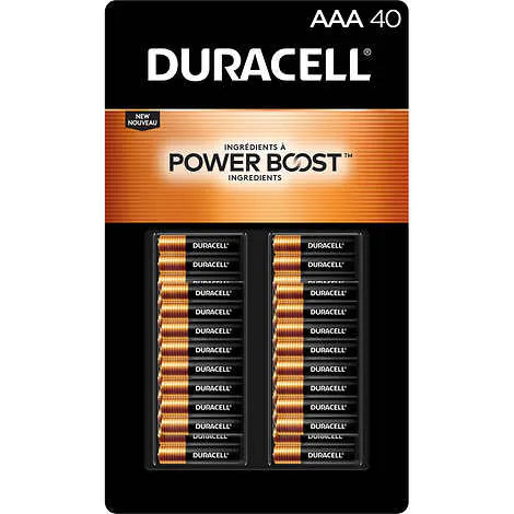Baterías, Duracell Power Boost Coppertop Alkaline AAA Batteries, 40 unidades