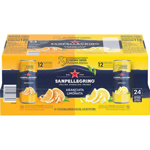 Bebida de frutas gasificada, Sanpellegrino Sparkling Fruit Beverage, Variety Pack, 11.15 fl oz, Caja 24 unidades