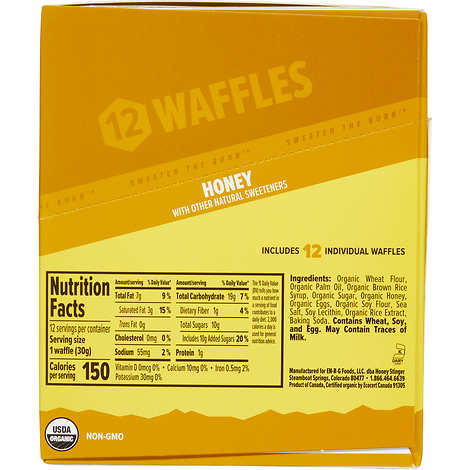 Waffle con miel pre-post workout Honey Stinger Organic Waffle Honey 106 oz Caja 24 unidades