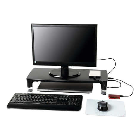 Stand para monitores, 3M Adjustable Monitor Stand, 4-Port USB Hub, 21.6"W x 9.4"D x 2.7" - 3.9"H, Black