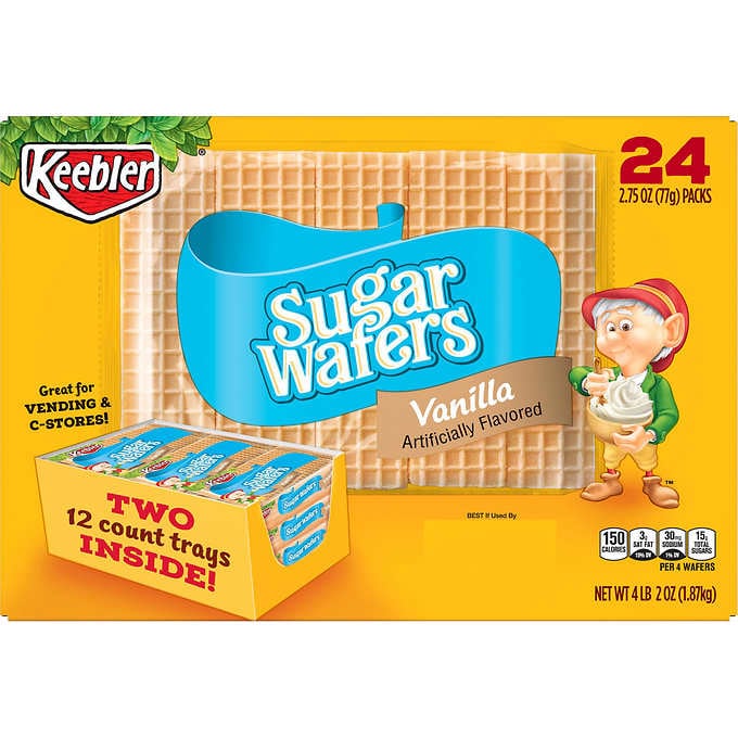 Galletas tipo Wafer, Keebler Sugar Wafers, Vanilla, 2.75 oz, Caja 24 unidades