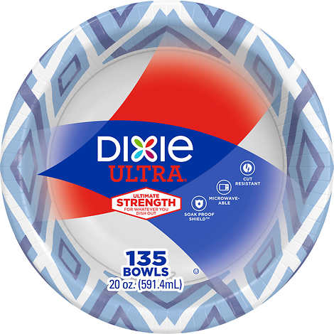 Bowl de papel, Dixie Ultra Paper Bowl, 20 oz, Paquete 135 unidades