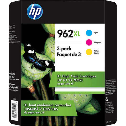 Combo Tinta para impresora, HP 962XL Ink Cartridge, High Yield, Cyan/Magenta/Yellow, Caja 3 unidades
