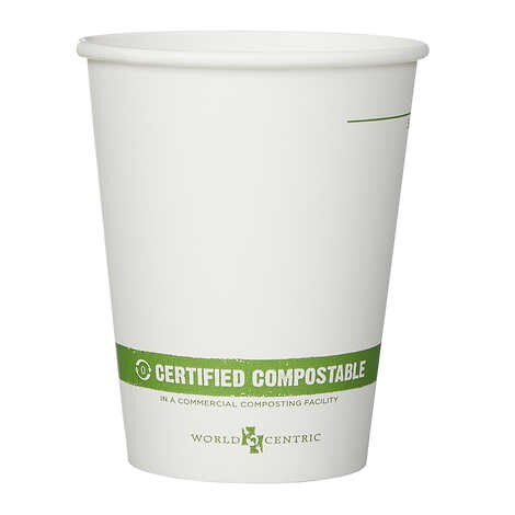 Vasos de papel ecológico. World Centric Compostable Paper Hot Cup, 12 oz, Paquete 200 unidades