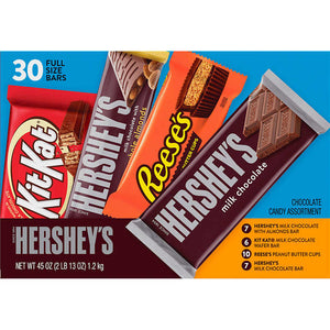 Chocolate Hershey's variado, Hershey's, Kit Kat, Reese's Chocolate Bars, Variety Pack, Caja 30 unidades