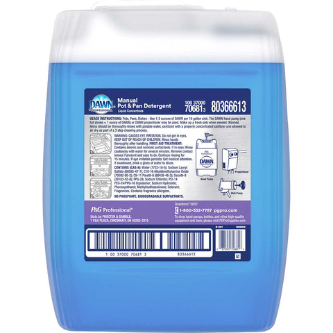 Detergente líquido concentrado para lavaplatos. Dawn Professional Manual Pot and Pan Liquid Dish Detergent. 5 Galones