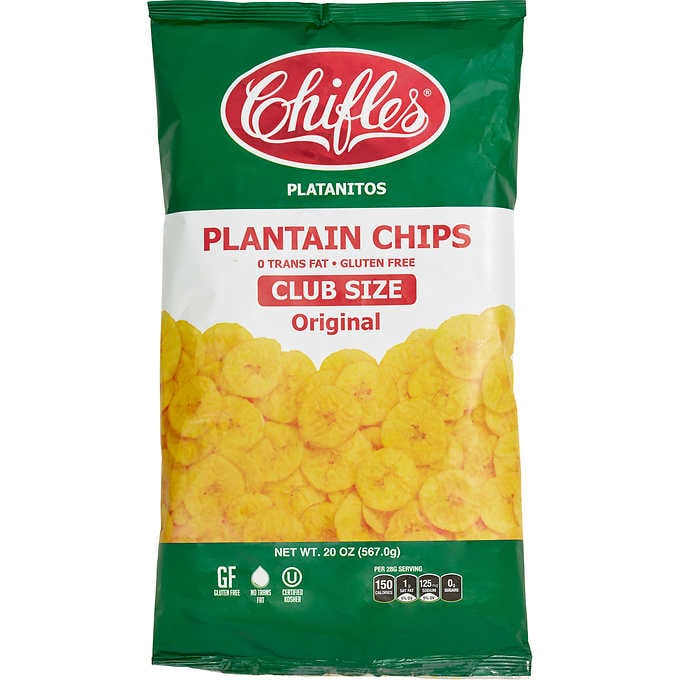 Chips de tortillas de plátano, Chifles Plantain Chips, Original, 20 oz, Bolsa 567 gr