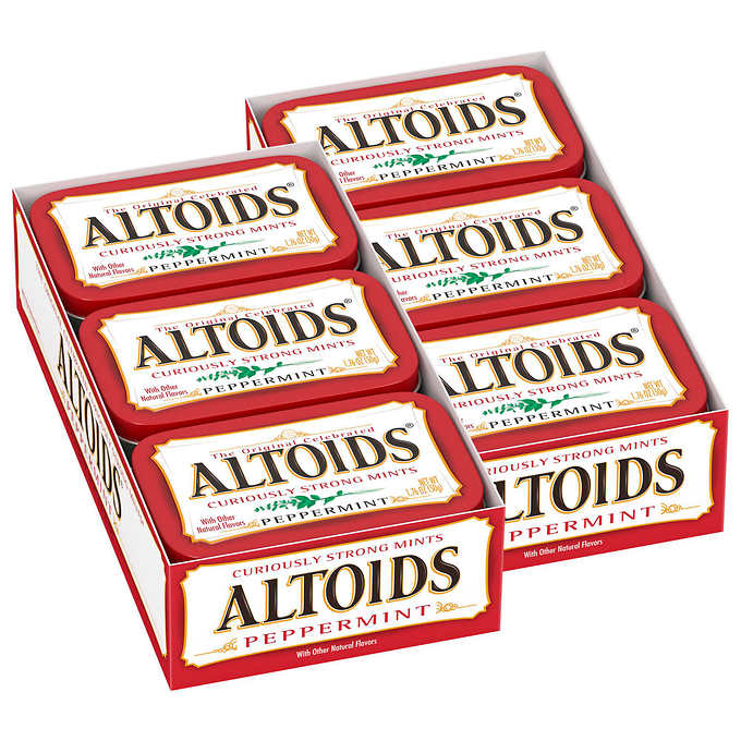 Mentas sabor a hierbabuena fuerte, Altoids Breath Mints, Hard Peppermint Candy, 1.76 oz, Caja 12 unidades