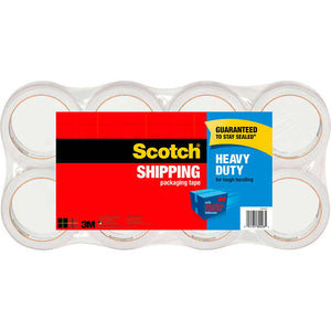 Cinta para embalar extra fuerte, Scotch Shipping Tape, Heavy Duty, 1.88"W x 164'L, Paquete 8 unidades